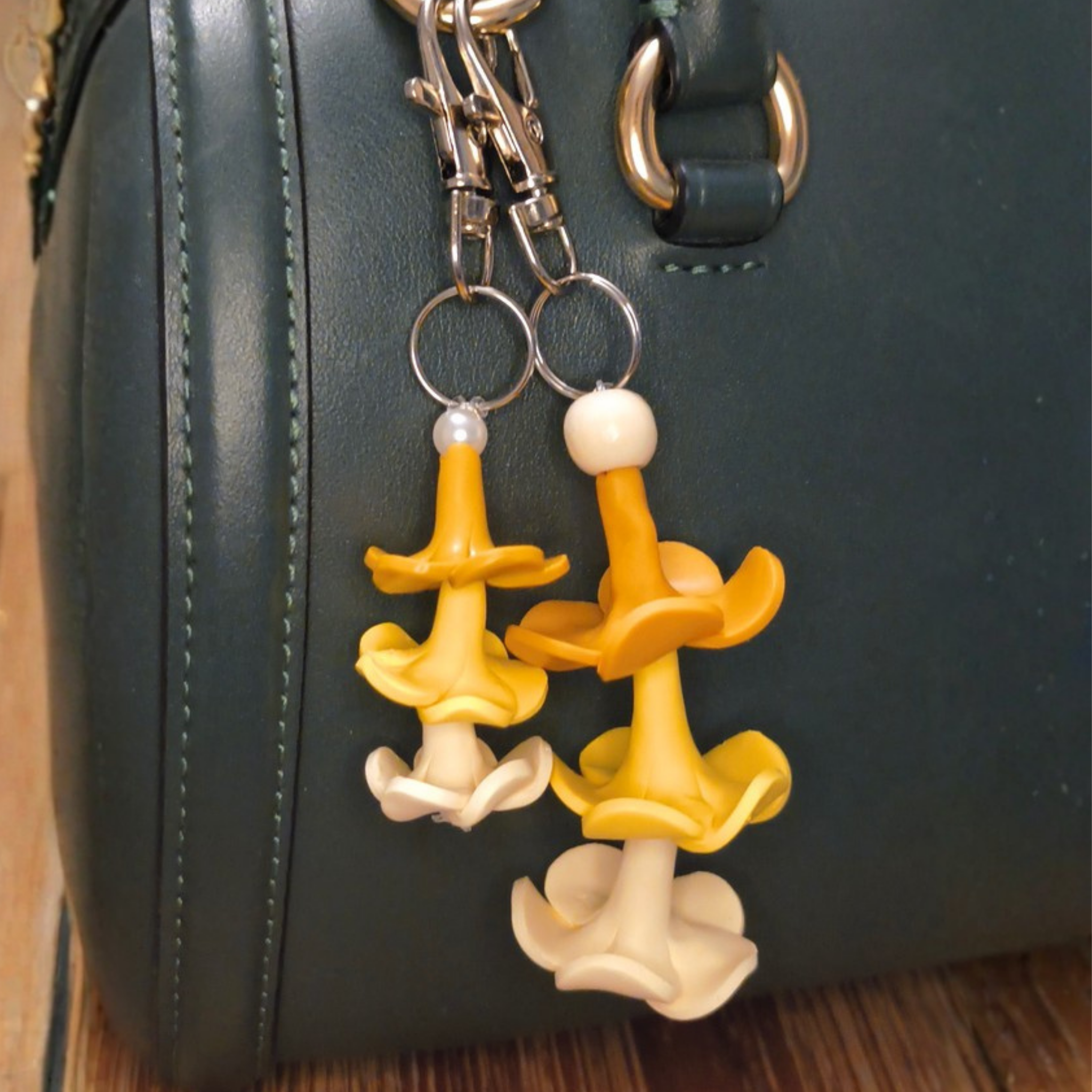 Keychain with handmade clay puakenikeni