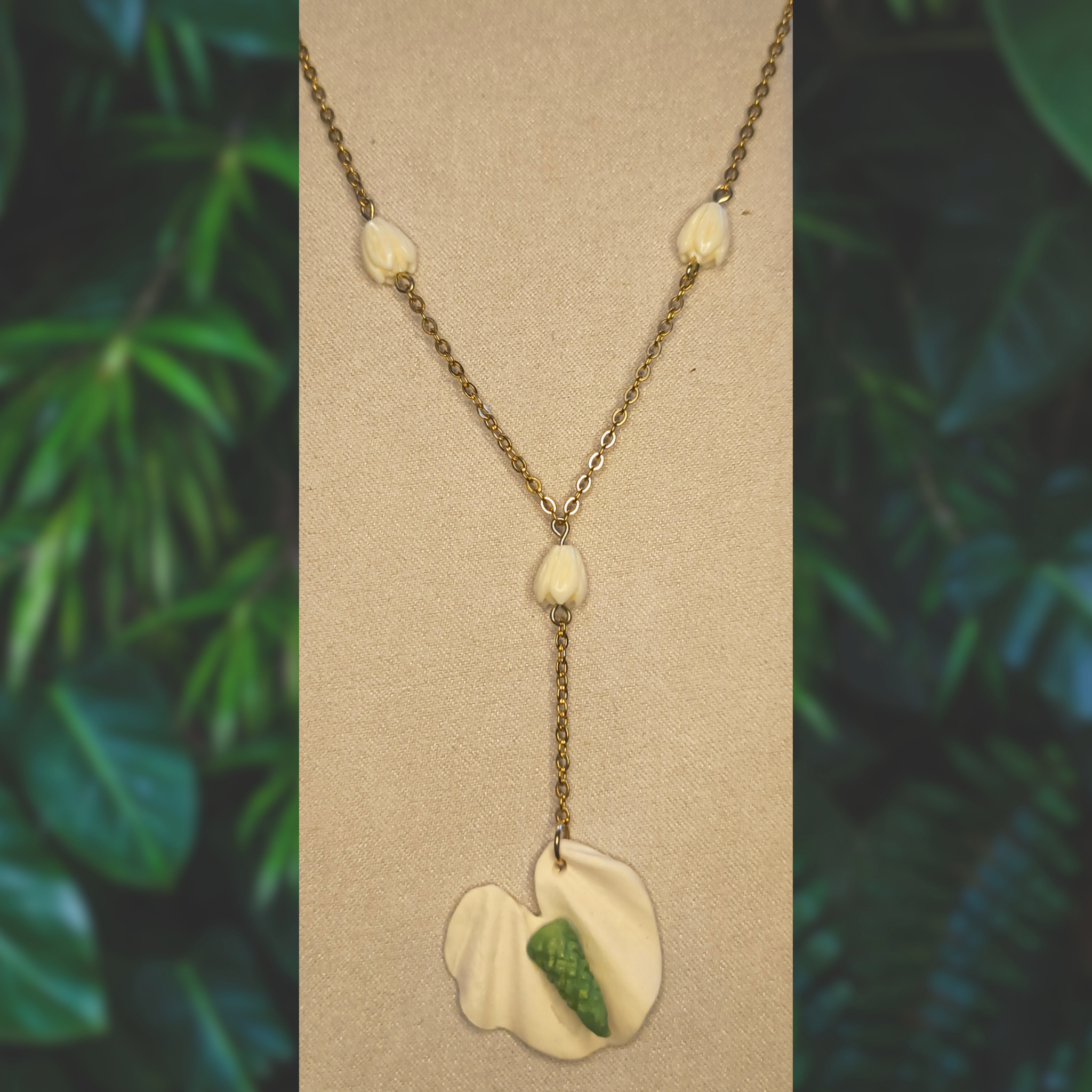 Anthurium dangle necklace