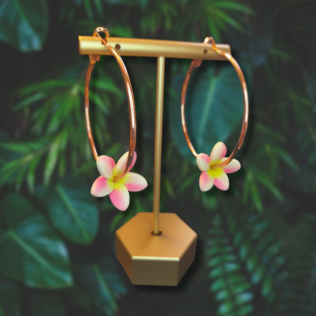 Plumeria hoop earrings