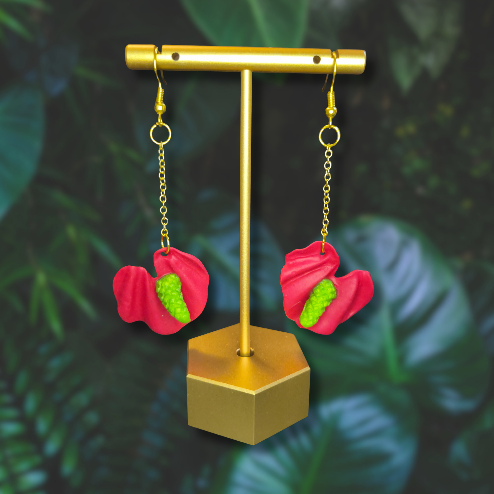 Anthurium dangle earrings