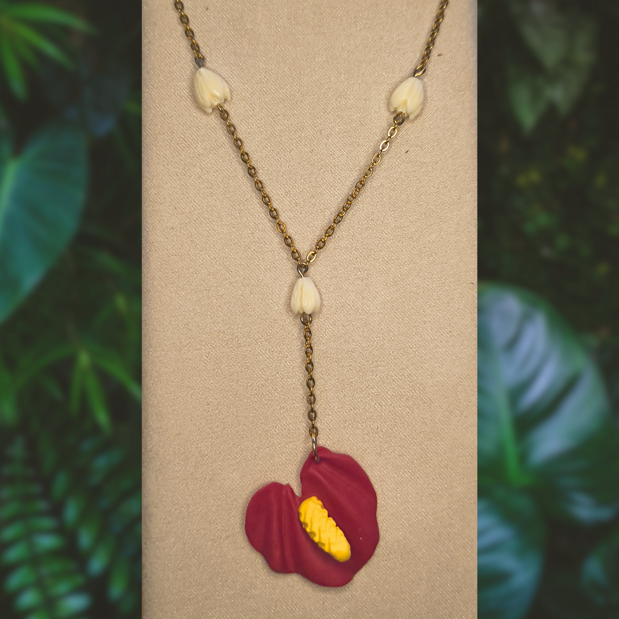 Anthurium dangle necklace