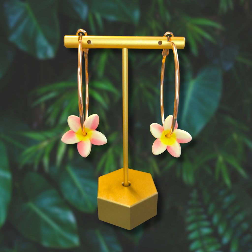 Plumeria hoop earrings