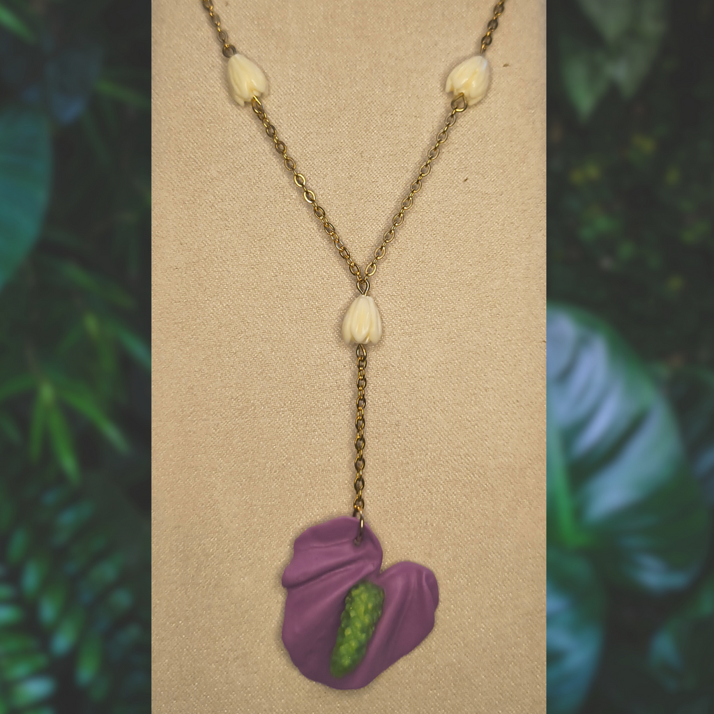 Anthurium dangle necklace