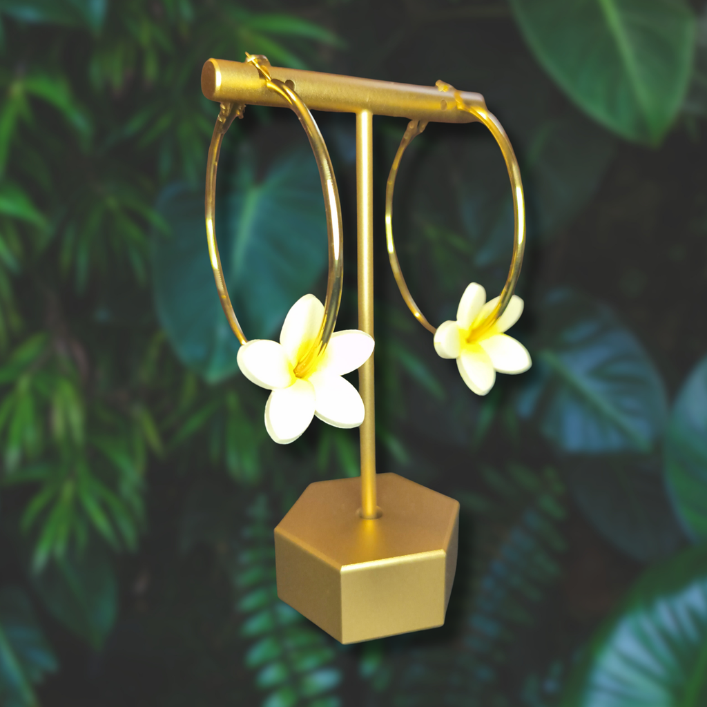 Plumeria hoop earrings